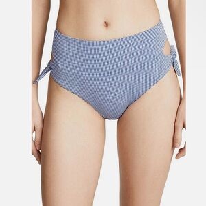 NWOT L* SPACE bummin summer of love Blue Gingham High-Waisted Bikini bottom XS